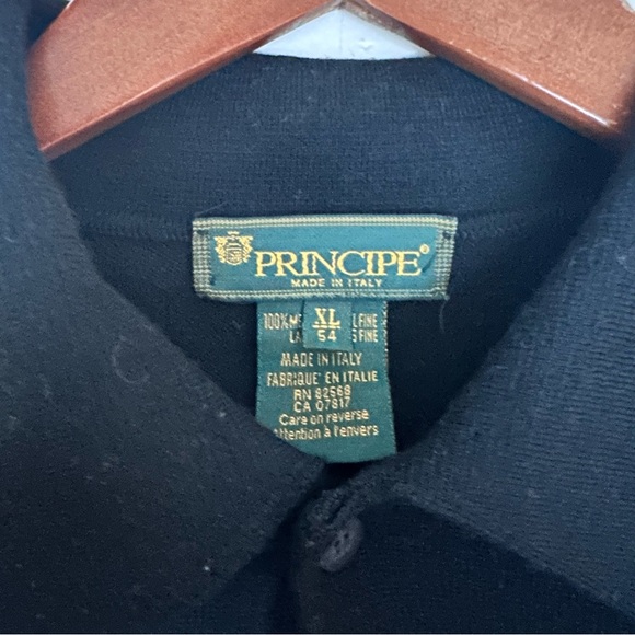 PRINCIPE Italian Merino Wool Fine Mens Sz XL /54 Sweater Shirt black - Picture 3 of 10